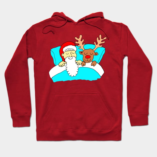 Santa and Rudolf on Boxing Day Hoodie by Michelle Le Grand